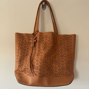 Frye Brown Laser-Cut Tote Bag